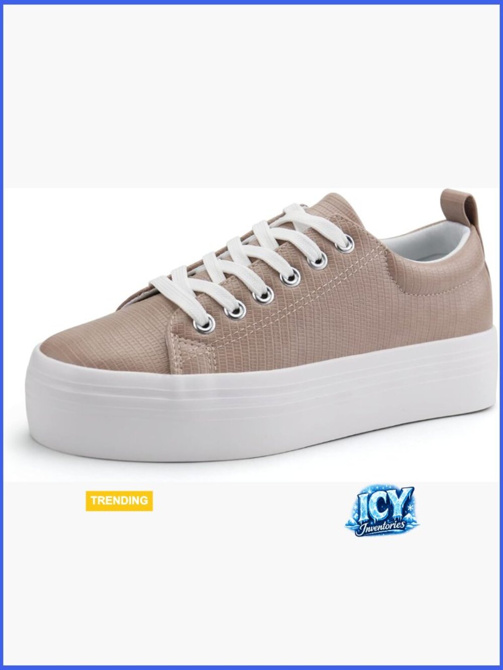 Women's Platform Lace-Up Sneakers - Faux Leather Walking Shoes